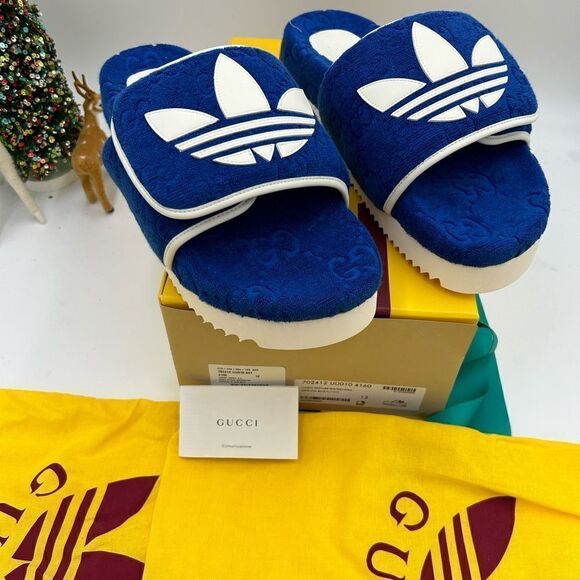 Men’s Gucci X Adidas, slide sandals size 12 made in Italy - Picture 2 of 11